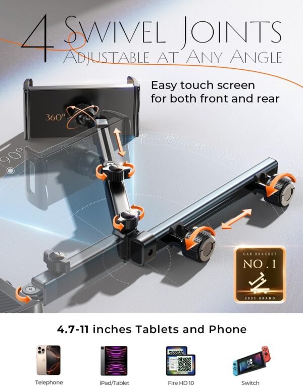 71qcbplfpkL._AC_SL1500_.jpg LISEN for iPad Holder Car Mount Road Trip Essentials Activities for Kids Car Accessories Women Interior, 3 in 1 Tablet Holder Backseat Camping Car Organizer Back Seat Headrest iPad Mount