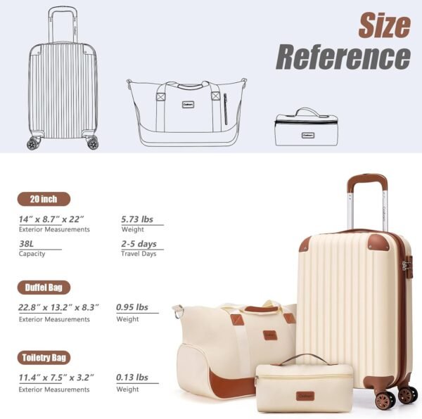 71r3YX2recL._AC_SL1500_.jpg Carry On Luggage Sets 3 Piece, 20 Inch Luggage 22x14x9 Airline Approved with Wheels and TSA Lock, ABS Lightweight Hardshell Travel Suitcase Set with Duffel Bag Travel Bag for Men Women