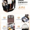 71r6dlKfFoL._AC_SL1500_.jpg LOVEVOOK Travel Backpack for Women, TSA Carry On Backpack Flight Approved Luggage, 40L Water Resistant Personal Item Daypack Large Weekender Bag fit 17 inch Laptop with 3 Cubes, Beige-black-brown
