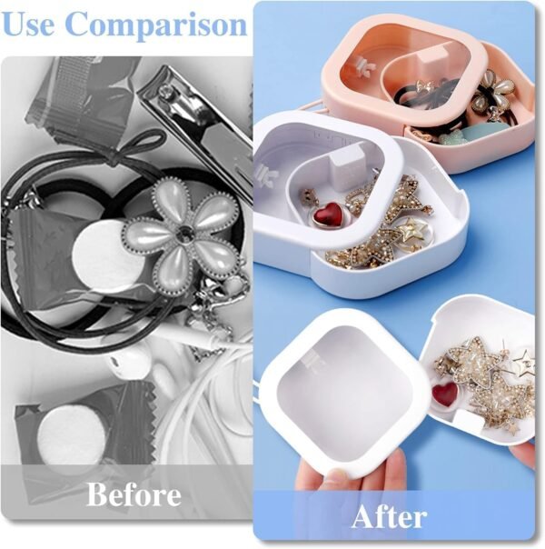 2pcs Hair Tie Organizer,Portable Travel Qtip Holder,Bathroom Storage Organizer Qtip Dispenser Cotton Swabs Dispenser Kids Hair Accessory Box with Lid for Bathroom,Desktop Organizer (2PCS,White)