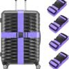 BILIONE 4 Pack Luggage Straps 79" Long Belts Keep Suitcase Secure While Traveling, TSA Approved Add a Bag Premium Accessory for Travel Bag Closure (4 Pcs Purple)