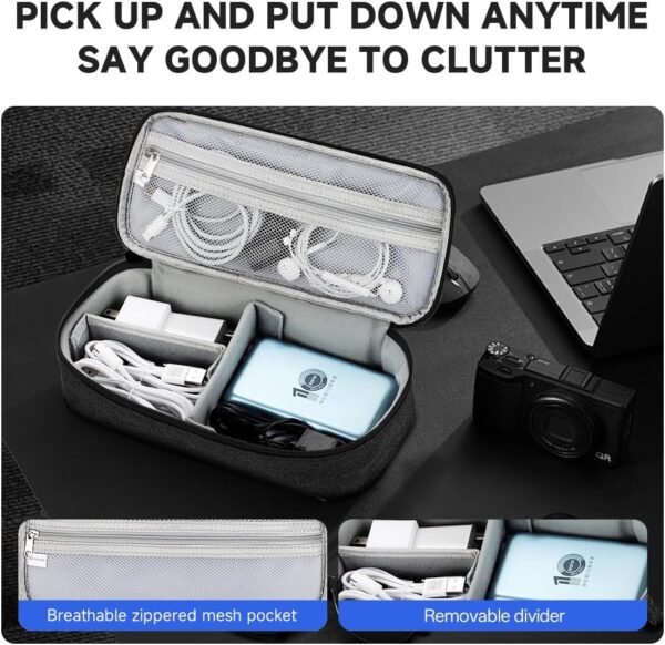 71rxexj5NSL._AC_SL1000_.jpg Teskyer Electronics Organizer Travel Case, Waterproof Portable Tech Accessories Pouch with Organized Compartments for Cables, Phone, Chargers, Earphone, Black
