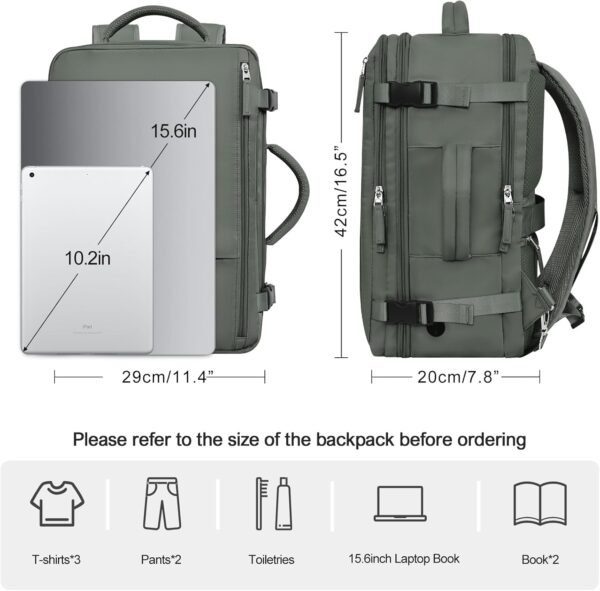 Travel Backpack For Women Men Flight Approved, Carry-on Backpack Bag Luggage, Personal Item Backpack Bag, Laptop Backpack Casual Daypack, Travel Essentials Must Haves, Olive-green