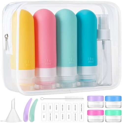 71uzoOIttSL._SL1500_.jpg 16pack Travel Bottles for Toiletries, TSA Approved LeakProof Squeezable Silicone Toiletry Containers for Shampoo, Conditioner, 3oz Portable Refillable Traveling Size Liquid Containers (16Pcs/Colorful)