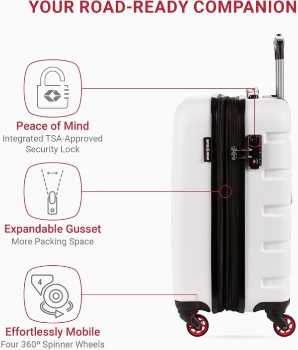71vvEMVA3wL._AC_SL1500_.jpg SwissGear 7366 Hardside Expandable Luggage with Spinner Wheels, White, Carry-On 19-Inch