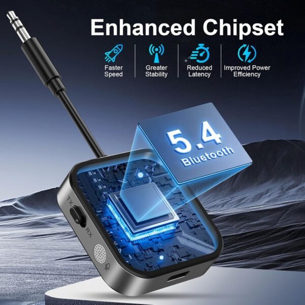 71zKywetwL._AC_SL1500_.jpg 2025 Pro Bluetooth 5.4 Transmitter Receiver, 2-in-1 Wireless Audio Adapter for Airplane/TV/PC/Gym - Dual Link Headphone, Low Latency, Battery Display, Built-in Mic, 30H Playtime, Aviation Metal Frame