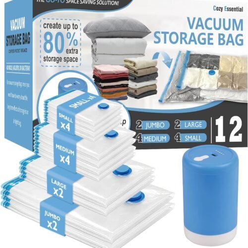 811uf00RWuL._AC_SL1500_.jpg 12 Pack Travel Vacuum Storage Bags with Portable Electric Pump, Vacuum Seal Space Saver Bags for Clothing, Vacuum Travel Bags for Luggage