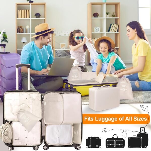 813eiFQ0CJL._AC_SL1500_.jpg 8 Set Packing Cubes for Suitcases, kingdalux Travel Luggage Packing Organizers with Laundry Bag, Compression Storage Shoe Bag, Clothing Underwear Bag, for Man & Women