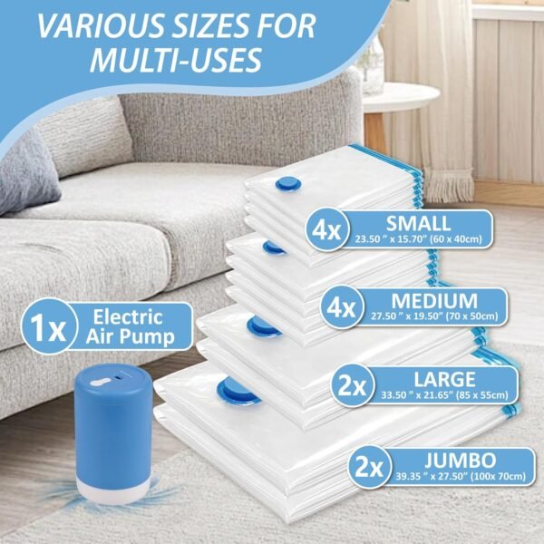 816MDK-ShFL._AC_SL1500_.jpg 12 Pack Travel Vacuum Storage Bags with Portable Electric Pump, Vacuum Seal Space Saver Bags for Clothing, Vacuum Travel Bags for Luggage