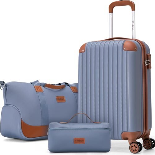 8188kmhyZsL._AC_SL1500_.jpg Carry On Luggage Sets 3 Piece, 20 Inch Luggage 22x14x9 Airline Approved with Wheels and TSA Lock, ABS Lightweight Hardshell Travel Suitcase Set with Duffel Bag Travel Bag for Men Women