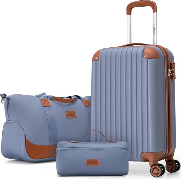 8188kmhyZsL._AC_SL1500_.jpg Carry On Luggage Sets 3 Piece, 20 Inch Luggage 22x14x9 Airline Approved with Wheels and TSA Lock, ABS Lightweight Hardshell Travel Suitcase Set with Duffel Bag Travel Bag for Men Women