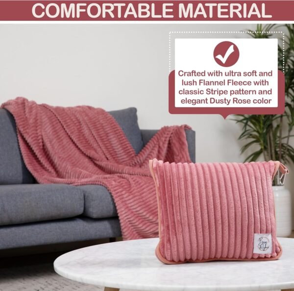 81Al24LmVL._AC_SL1500_.jpg Premium Travel blanket pillow - XL 50"x70" | 2 in 1 Travel Blanket Airplane Compact with Bag having Hand Luggage Sleeve & Backpack Clip | Roadtrip, Hiking and long flight must haves | Airplane Comfort