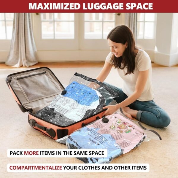 81AEy0cwVkL._AC_SL1500_.jpg SUOCO Travel Vacuum Bags for Luggage with Portable Electric Pump, 8 Small Packing Seal Bags for Clothing Suitcase Backpack, Space Saver Compression Clothes Storage Bag