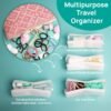 Cotton Round Swab Travel Case, 2 in 1 Portable Hair Accessories Organizer, Hair Tie Organizer, Hair Tie Holder, Bobby Pin Holder, Travel Qtips Case, Purse Organization, Floss Holder (Black)