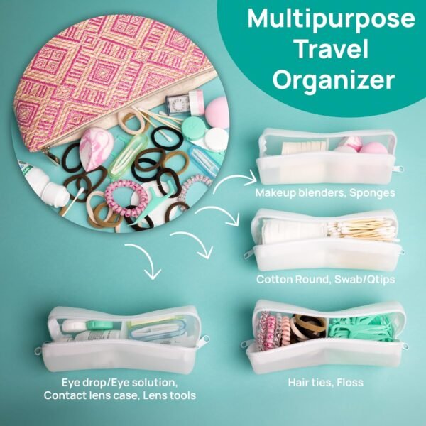 Cotton Round Swab Travel Case, 2 in 1 Portable Hair Accessories Organizer, Hair Tie Organizer, Hair Tie Holder, Bobby Pin Holder, Travel Qtips Case, Purse Organization, Floss Holder (Black)