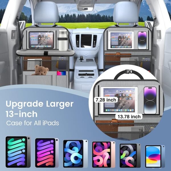 81AZSo274LL._AC_SL1500_.jpg 2PACK-Car Backseat Organizer with Touch Screen Tablet Holder,9 Storage Pockets Storage Organizer with Foldable Food Tray, Protector Kick Mats for Kids, Travel Accessories Organizer (Grey)