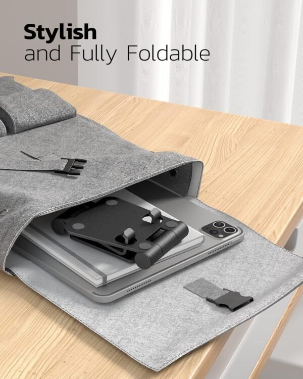81BNGRAtaCL._AC_SL1500_.jpg Nulaxy Dual Folding Cell Phone Stand, Fully Adjustable Foldable Desktop Phone Holder Cradle Dock Compatible with Phone 16 15 14 13 12 11 Pro Xs Xs Max Xr X 8, Nintendo Switch, All Phones