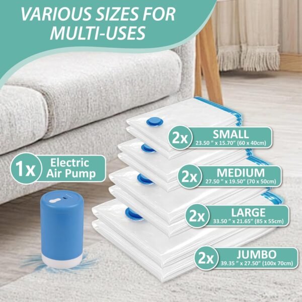 81BtH7ObZ9L._AC_SL1500_.jpg Travel Vacuum Bags with Electric Pump, 8 Pack Vacuum Travel Bags for Luggage and Suitcase, Vacuum Seal Space Saver Compression for Clothes Clothing