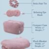 81ClP8lhVcL._AC_SL1500_.jpg Bliss Womens Travel Blanket Set - 4 Piece Plush Microfiber Packable Travel Blanket with Relaxing Sleep Mask, Carry On Case, and Satin Hair Tie, Pink Gaze