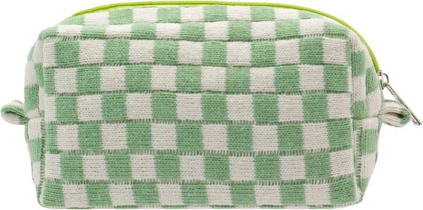 81FIMBCsT-L._AC_SL1500_.jpg PAZIMIIK Checkered Makeup Bag for Purse Portable Zipper Make Up Pouch Small Cosmetic Case for Travel Accessories (Light Green)