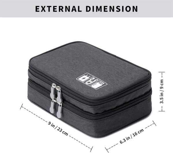 81H76X5BC8L._AC_SL1500_.jpg Lanola Travel Cable Organizer Bag, Electronic Accessories Case Portable Double Layer Cable Storage Bag for Cord,phone,Charger, Flash Drive, Phone, SD Card,Personal Items - (Black)