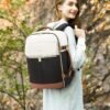 81HR6EZGfcL._AC_SL1500_.jpg LOVEVOOK Travel Backpack for Women, TSA Carry On Backpack Flight Approved Luggage, 40L Water Resistant Personal Item Daypack Large Weekender Bag fit 17 inch Laptop with 3 Cubes, Beige-black-brown