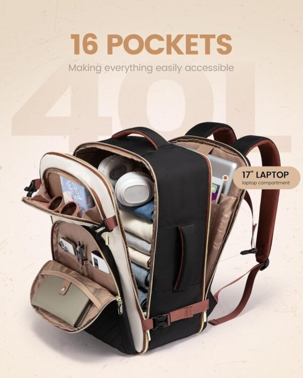 81MWBxWIXrL._AC_SL1500_.jpg LOVEVOOK Travel Backpack Carry on Flight Approved 40L,Waterproof TSA Travel Essentials Personal Item Backpack for Women Men,Large Carry on Luggage Suitcase Travel Bag for Airplane with 3 Packing Cubes