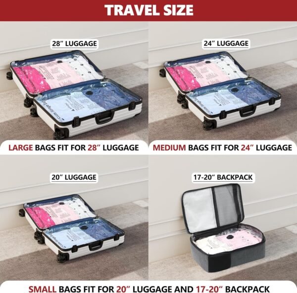 81Ny2VsdjTL._AC_SL1500_.jpg SUOCO Travel Vacuum Bags for Luggage with Portable Electric Pump, 8 Small Packing Seal Bags for Clothing Suitcase Backpack, Space Saver Compression Clothes Storage Bag