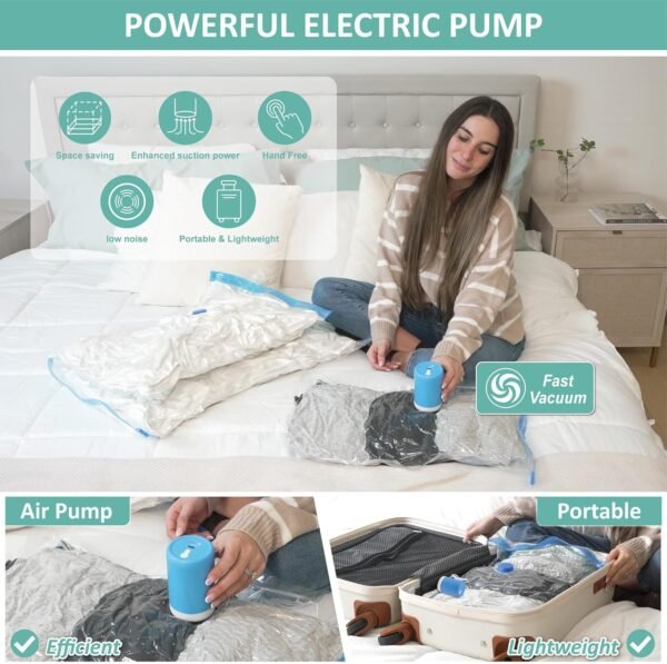 81Ob4OJ0M1L._AC_SL1500_.jpg Travel Vacuum Bags with Electric Pump, 8 Pack Vacuum Travel Bags for Luggage and Suitcase, Vacuum Seal Space Saver Compression for Clothes Clothing