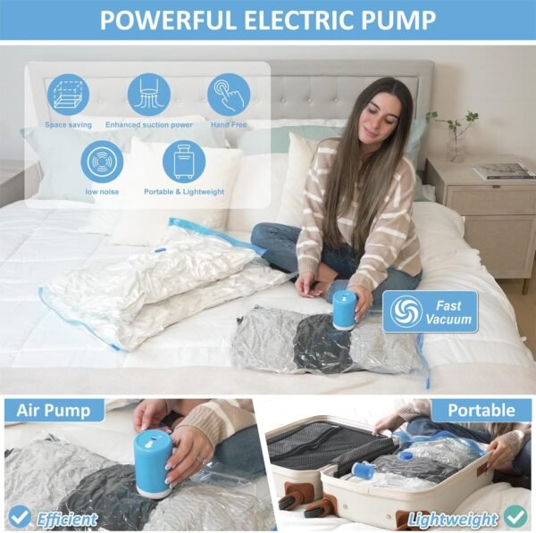 81QarxYRndL._AC_SL1500_.jpg 12 Pack Travel Vacuum Storage Bags with Portable Electric Pump, Vacuum Seal Space Saver Bags for Clothing, Vacuum Travel Bags for Luggage