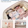 BAGSMART Makeup Bag Travel Toiletry Bag, Puffy Padded Make Up Bags for Women Makeup Organizer Case, Wide-open Pouch Purse Travel Essentials Toiletries Accessories Brushes, Dark Pink