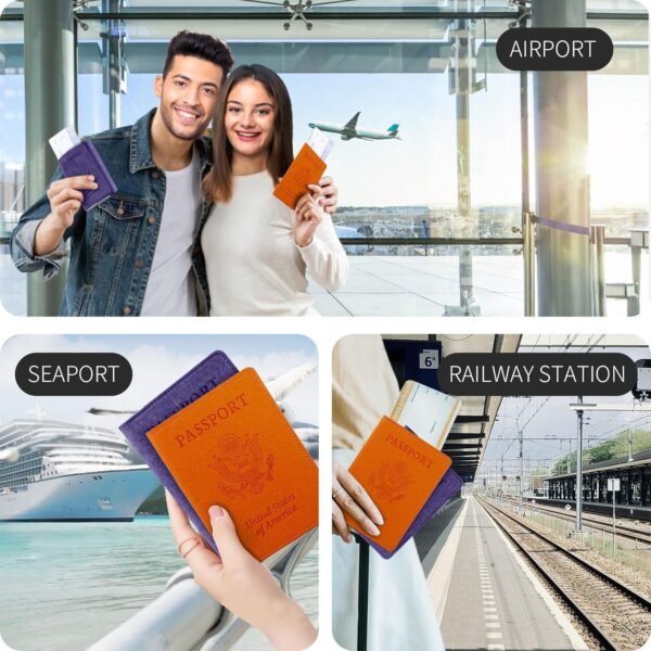 81S0CHl4MoL._AC_SL1500_.jpg VIDIVICI 2 Pack RFID Passport Holder, Travel Gifts, Travel Accessories - Orange&Purple