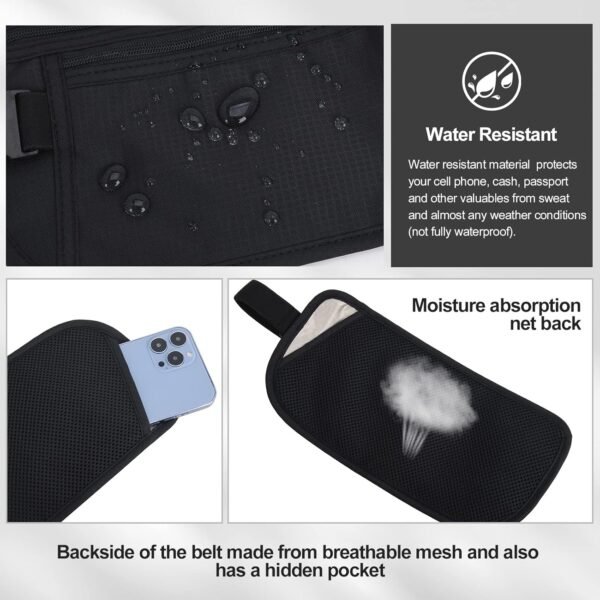 81SnlwvDTWL._AC_SL1500_.jpg DAITET Money Belt - Passport Holder Secure Hidden Travel Wallet with RFID Blocking, Undercover Fanny Pack (Black)