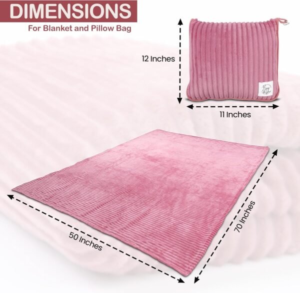 81Vv3rqJ0tL._AC_SL1500_.jpg Premium Travel blanket pillow - XL 50"x70" | 2 in 1 Travel Blanket Airplane Compact with Bag having Hand Luggage Sleeve & Backpack Clip | Roadtrip, Hiking and long flight must haves | Airplane Comfort