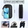 Leather Travel Electronic Organizer - Double Layer, Waterproof Case for Cables, Chargers, Phones & More - Portable, Shockproof Pouch for All Your Electronics Accessories (Black, M)