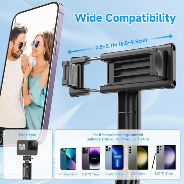 81XEmoH981L._AC_SL1500_.jpg SelfieShow Selfie Stick, Extendable Selfie Stick Tripod with Wireless Remote and Tripod Stand, Portable, Lightweight, Compatible with iPhone 15 14 13 12 Pro Xs Max X 8Plus, Samsung Smartphone and More