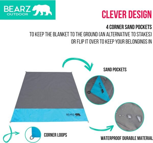 81YpfZELOL._AC_SL1500_.jpg Pocket Blanket - Beach Blanket Waterproof Sandproof, Picnic Blankets Waterproof Foldable, Lightweight & Compact for Hiking, Camping, Travel, Festival Accessories
