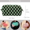 81aiqX5HJCL._AC_SL1500_.jpg PAZIMIIK Checkered Makeup Bag for Purse Portable Zipper Make Up Pouch Small Cosmetic Case for Travel Accessories (Green Black)