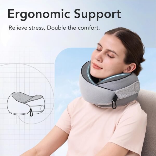 81asngYR8GL._AC_SL1500_.jpg Travel Pillow, 100% Pure Memory Foam Travel Neck Pillow Airplane Neck Support Ergonomic Design for Traveling Suitable for Airplanes,Offices and Cars-Grey