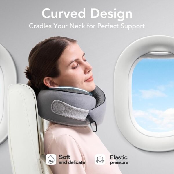 81bZK5nvyL._AC_SL1500_.jpg Travel Pillow, 100% Pure Memory Foam Travel Neck Pillow Airplane Neck Support Ergonomic Design for Traveling Suitable for Airplanes,Offices and Cars-Grey