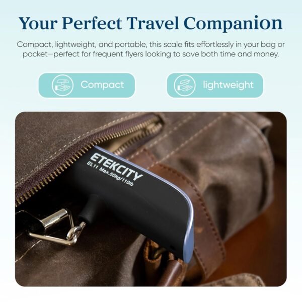 81ey4VtFZfL._SL1500_.jpg Etekcity Luggage Scale, Travel Essentials, Digital Suitcase Weight Scales for Travel Accessories, Hanging Baggage Scale with Temperature Sensor, Rubber Paint, 110 Pounds, Battery Included, Blue