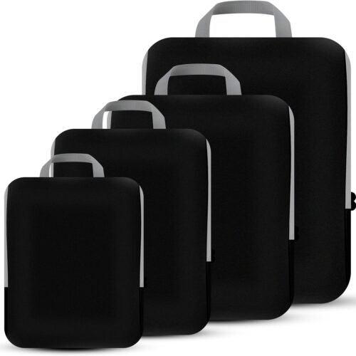 81g5tZWtqJL._AC_SL1500_.jpg 4 Set Compression Packing Cubes Travel - Travel Accessories Expandable Packing Organizers for Carry On - Essentials Luggage Bags