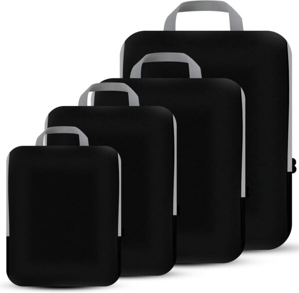 81g5tZWtqJL._AC_SL1500_.jpg 4 Set Compression Packing Cubes Travel - Travel Accessories Expandable Packing Organizers for Carry On - Essentials Luggage Bags
