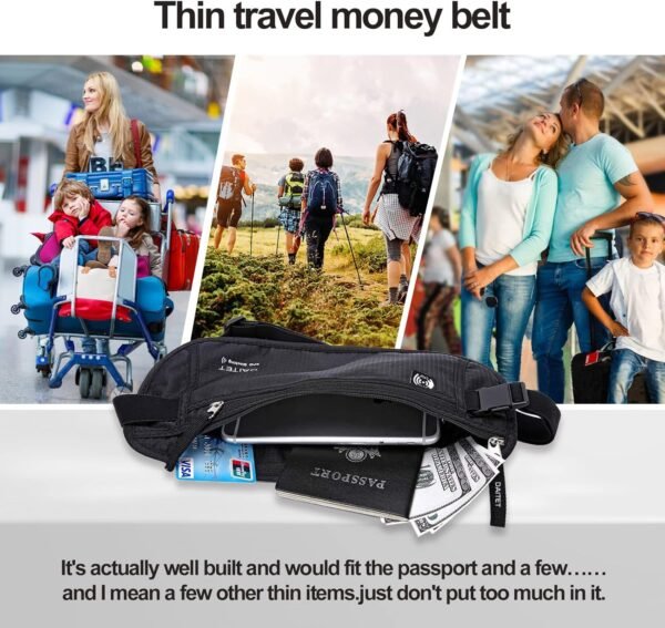 81hNspYex7L._AC_SL1500_.jpg DAITET Money Belt - Passport Holder Secure Hidden Travel Wallet with RFID Blocking, Undercover Fanny Pack (Black)