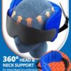 Travel Pillows for Airplanes, 360° Support Headrest Pillow with Eye Mask for Sleeping Long Flights, Travel Pillow for Car Road Trip, Car Headrest, Travel Accessories Stop Bobblehead, Black