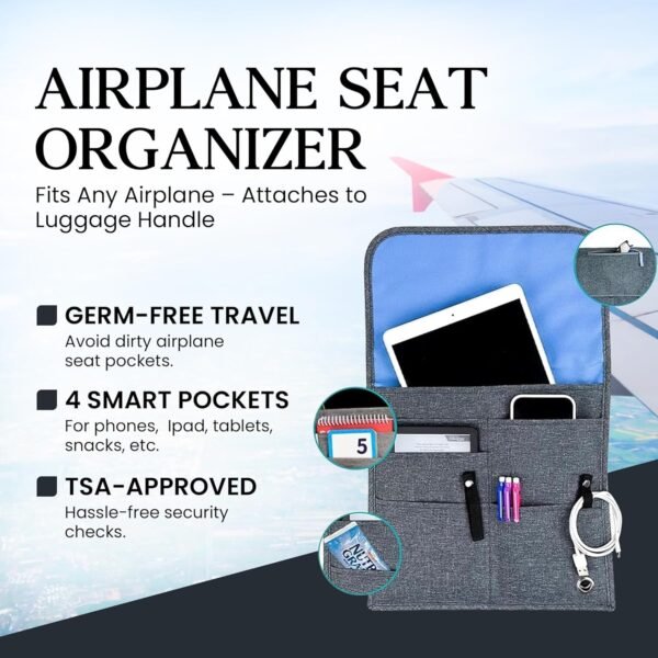 81nTGbzOwoL._AC_SL1500_.jpg SO~MINE Airplane Pocket Organizer | Tray Table Cover | In Flight Seat Back Organizer Bag | Commuter Essential Travel Bag | Media Pouch For Flying | Travel Gift | Attaches To Luggage
