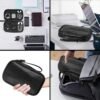 Leather Travel Electronic Organizer - Double Layer, Waterproof Case for Cables, Chargers, Phones & More - Portable, Shockproof Pouch for All Your Electronics Accessories (Black, M)