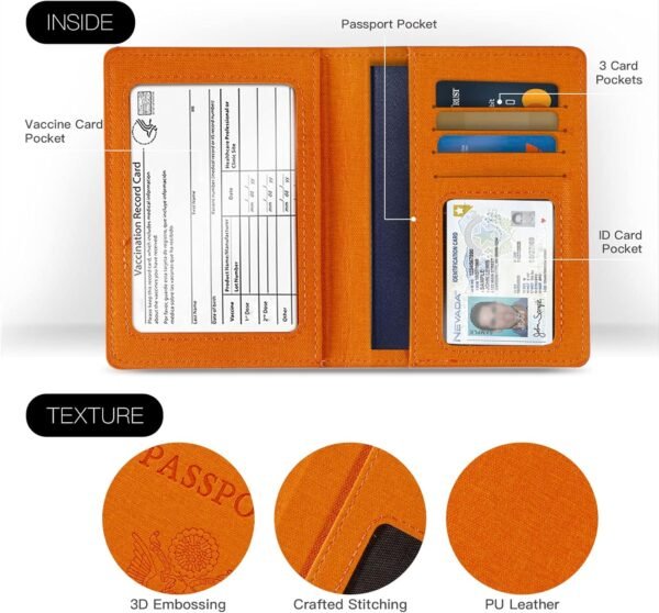 81pnK3s28dL._AC_SL1500_.jpg VIDIVICI 2 Pack RFID Passport Holder, Travel Gifts, Travel Accessories - Orange&Purple
