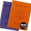 81qjqkD3tIL._AC_SL1500_.jpg VIDIVICI 2 Pack RFID Passport Holder, Travel Gifts, Travel Accessories - Orange&Purple