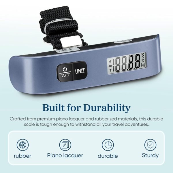 81rYPC91s7L._SL1500_.jpg Etekcity Luggage Scale, Travel Essentials, Digital Suitcase Weight Scales for Travel Accessories, Hanging Baggage Scale with Temperature Sensor, Rubber Paint, 110 Pounds, Battery Included, Blue